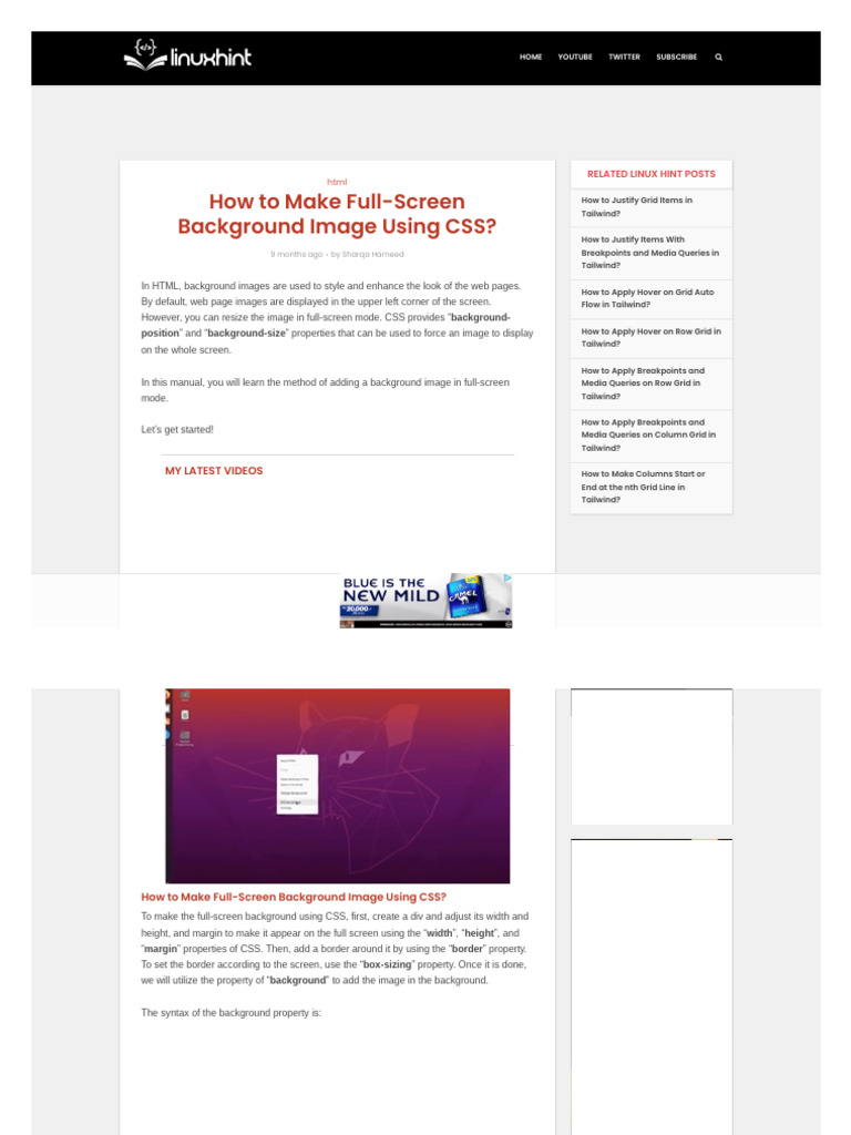 How To Make Full-Screen Background Image Using CSS | PDF | World Wide ...