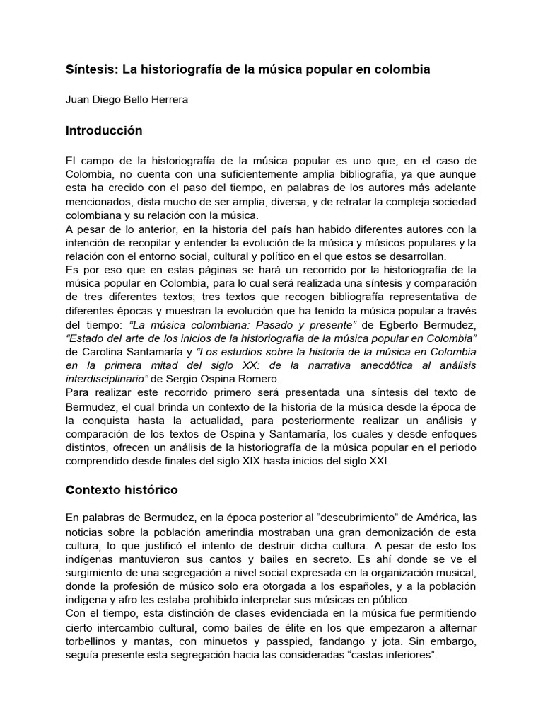 Sintese Da Historiografia Na Colombia | PDF | Historiografía | Colombia