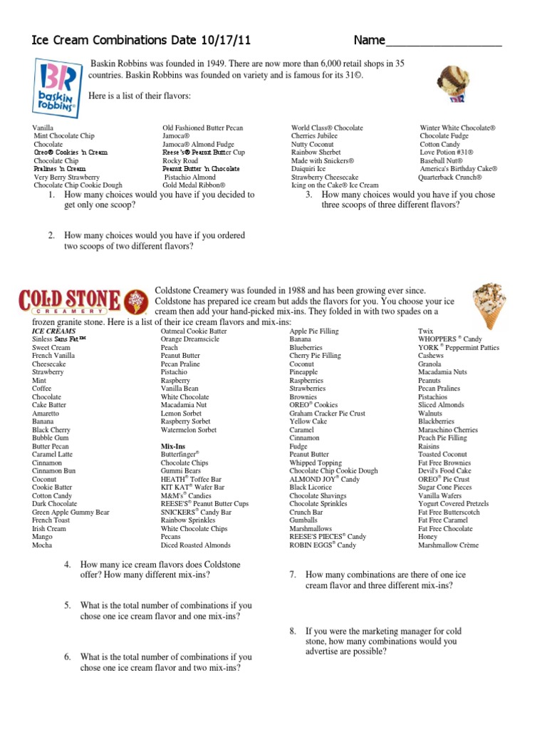 Ice Cream Combinations Chocolate Candy