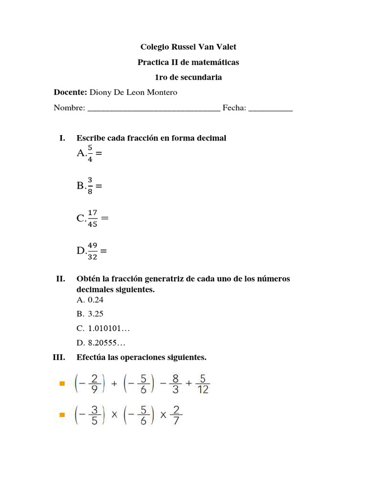 Ejercicios de Matemáticas 1ro Secundaria | PDF | Informática
