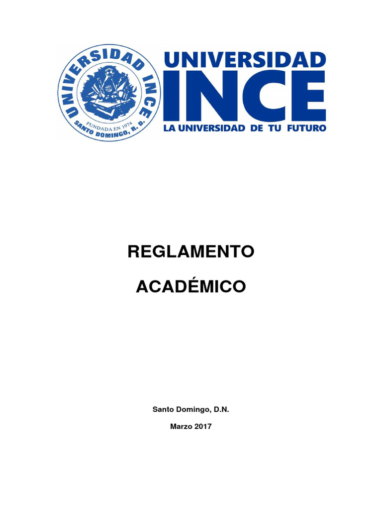 Reglamento Académico Universidad INCE | PDF | Plan de estudios | Evaluación