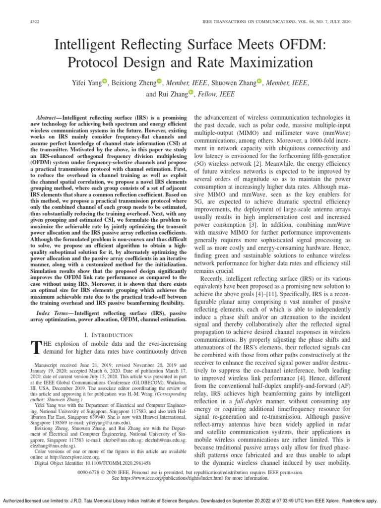 Intelligent Reflecting Surface Meets OFDM Protocol Design and Rate ...