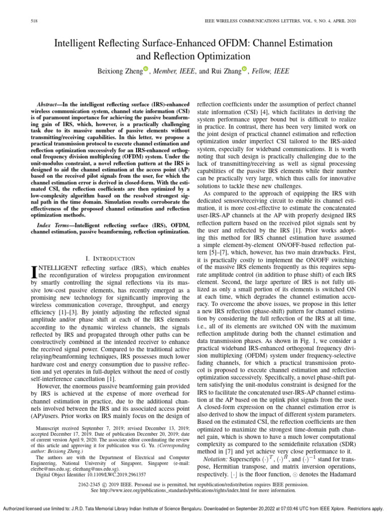 Intelligent Reflecting Surface-Enhanced OFDM Channel Estimation and ...
