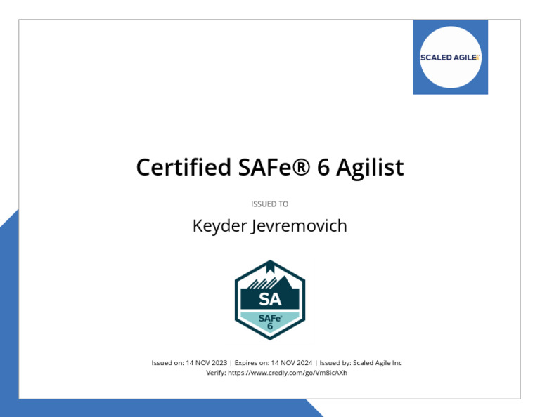 Certified SAFe 6 Agilist PDF
