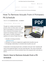 How To Remove Actuals From A Primavera P6 Schedule