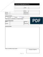 Grievance Management Form Sample