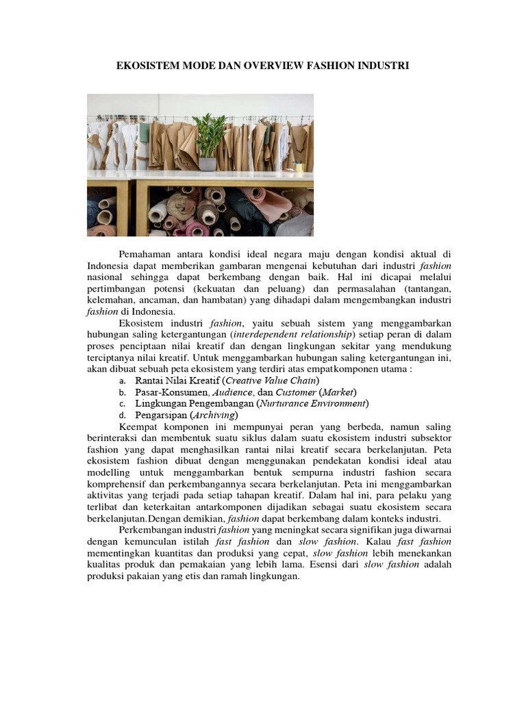 Ekosistem Mode Dan Overview Fashion Industri | PDF
