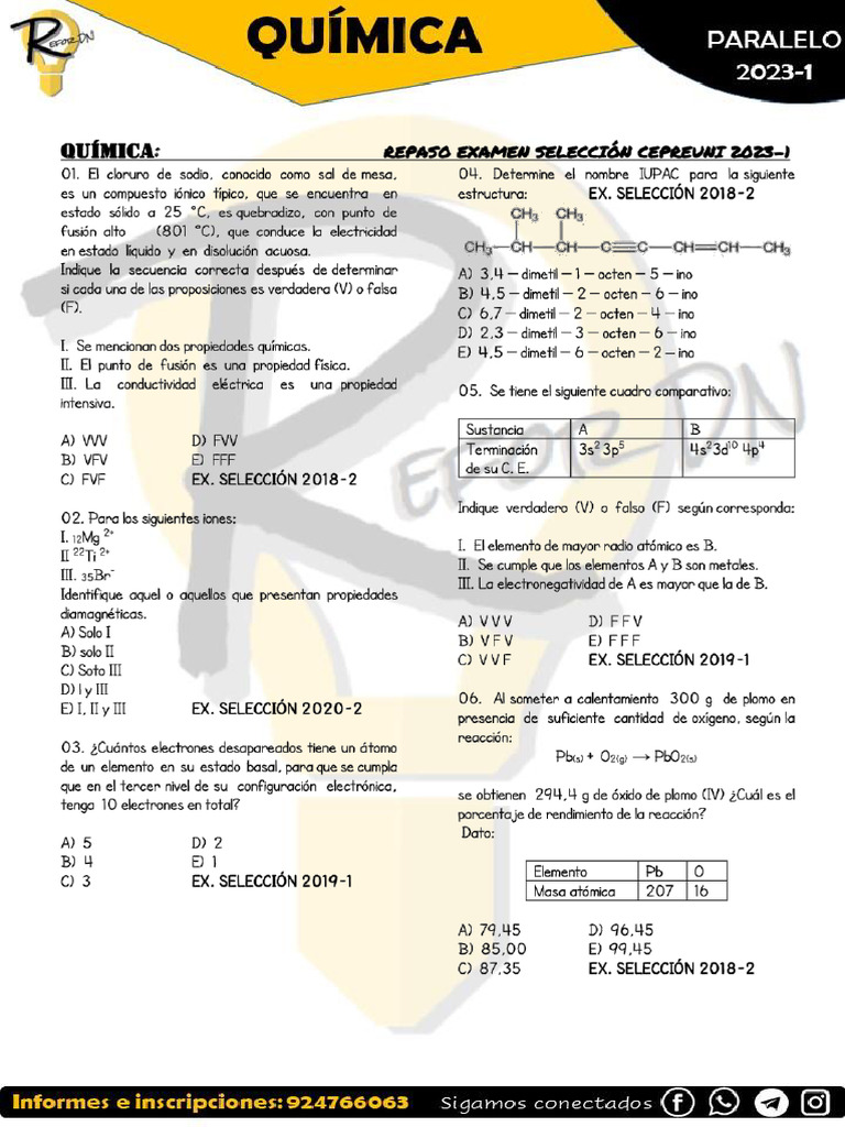 Química Repaso Selección Refor DN | PDF