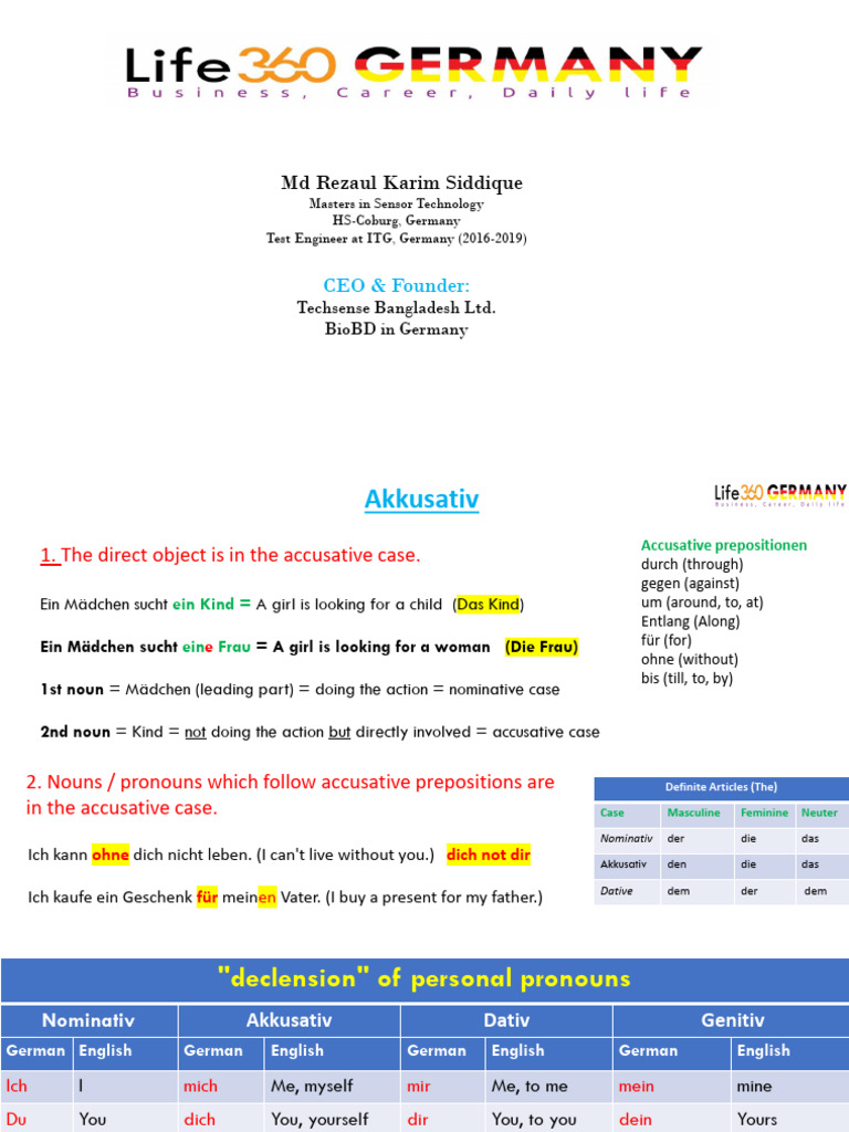 German Grammar for Beginners | PDF | Grammatical Gender | Language ...