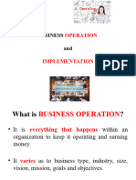 BUSINESS OPERATION and IMPLEMENTATION