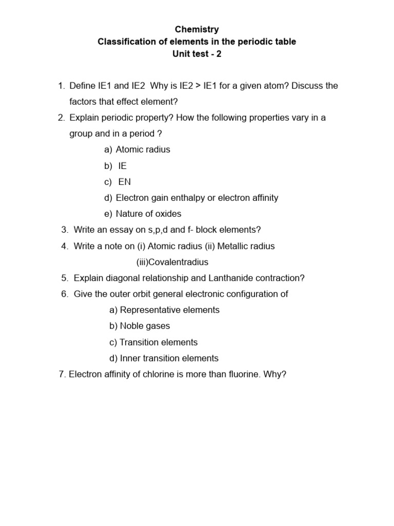 IE1 and IE2 in Periodic Table Analysis | PDF | Teaching Methods ...