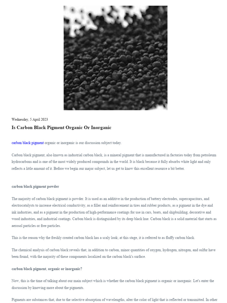 Is Carbon Black Pigment Organic or Inorganic | PDF | Pigment | Carbon