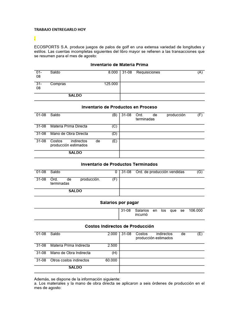 Análisis de Inventarios y Costos de Producción | PDF | Inventario ...