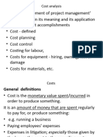 Cost Planning and Cost Control