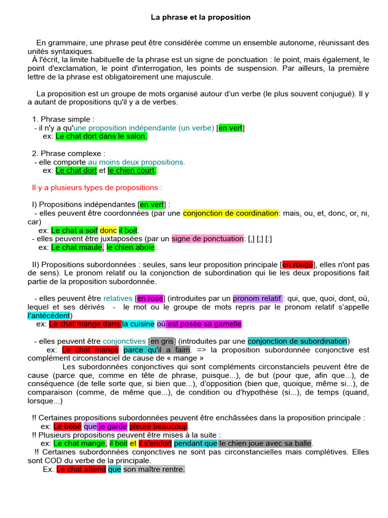 Comprendre phrases et propositions en grammaire | PDF | Clause | Phrase