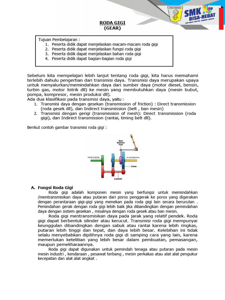 Fungsi dan Macam Roda Gigi | PDF