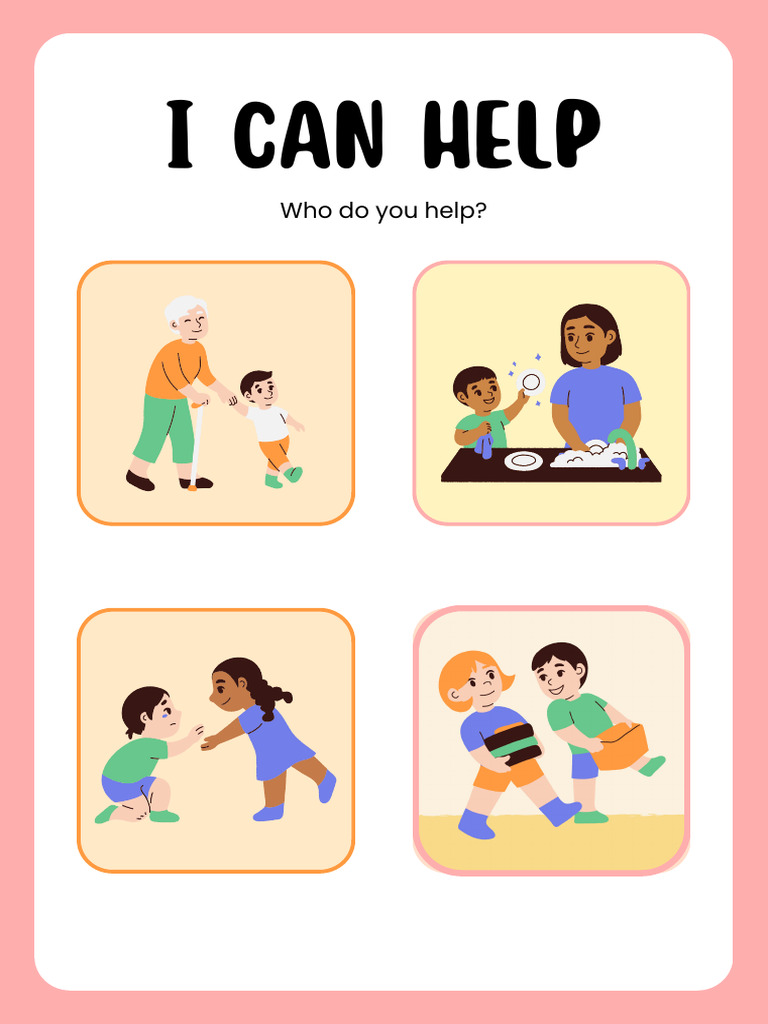Pink White Illustrative Being Helpful Worksheet | PDF