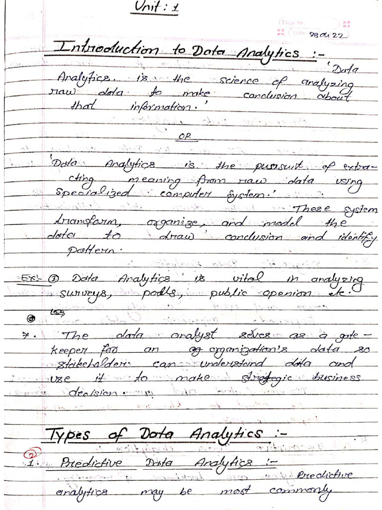 Data analytics handwritten notes pdf