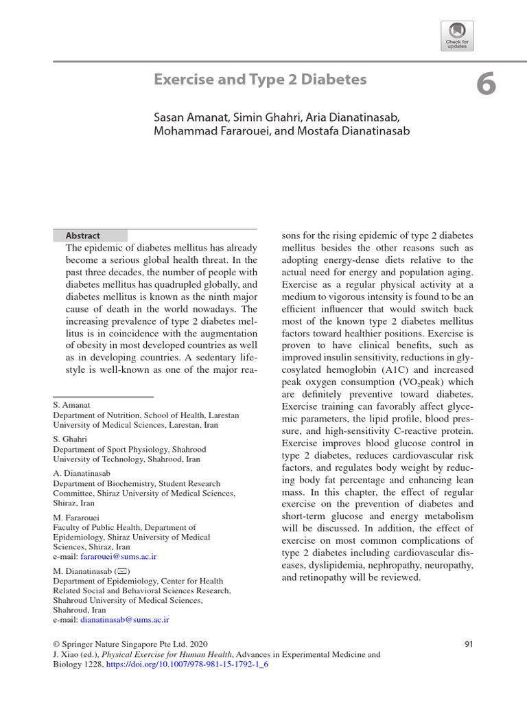 Exercise and Type 2 Diabetes | PDF | Insulin Resistance | Diabetes