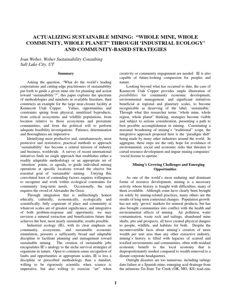Sustainable Mining Strategies Explained | PDF | Sustainability ...