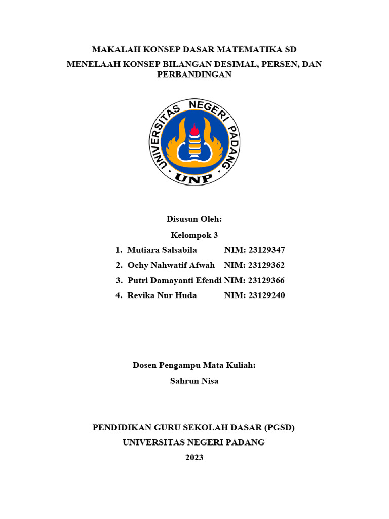 Konsep Dasar Matematika SD | PDF | Metode & Bahan Ajar