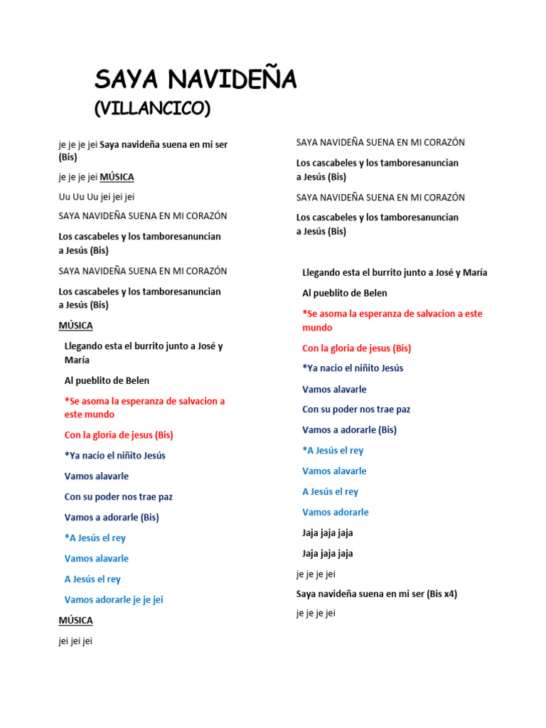 Letra de Saya Navideña | PDF