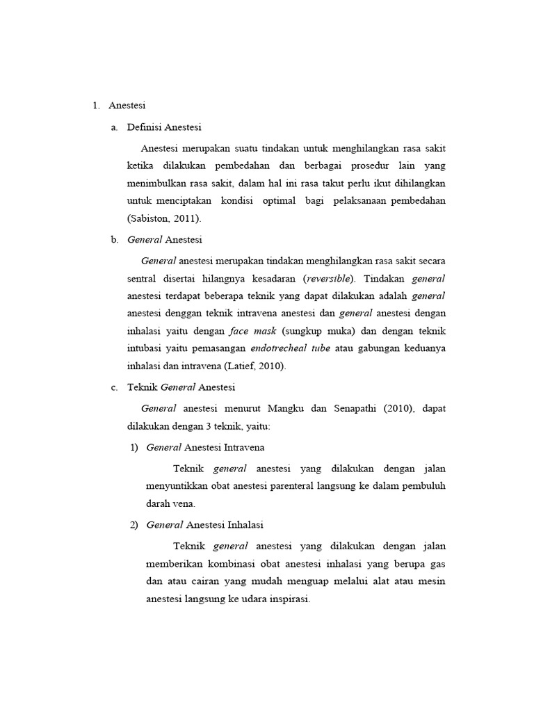 Teknik Dan Obat Anestesi Umum Pdf