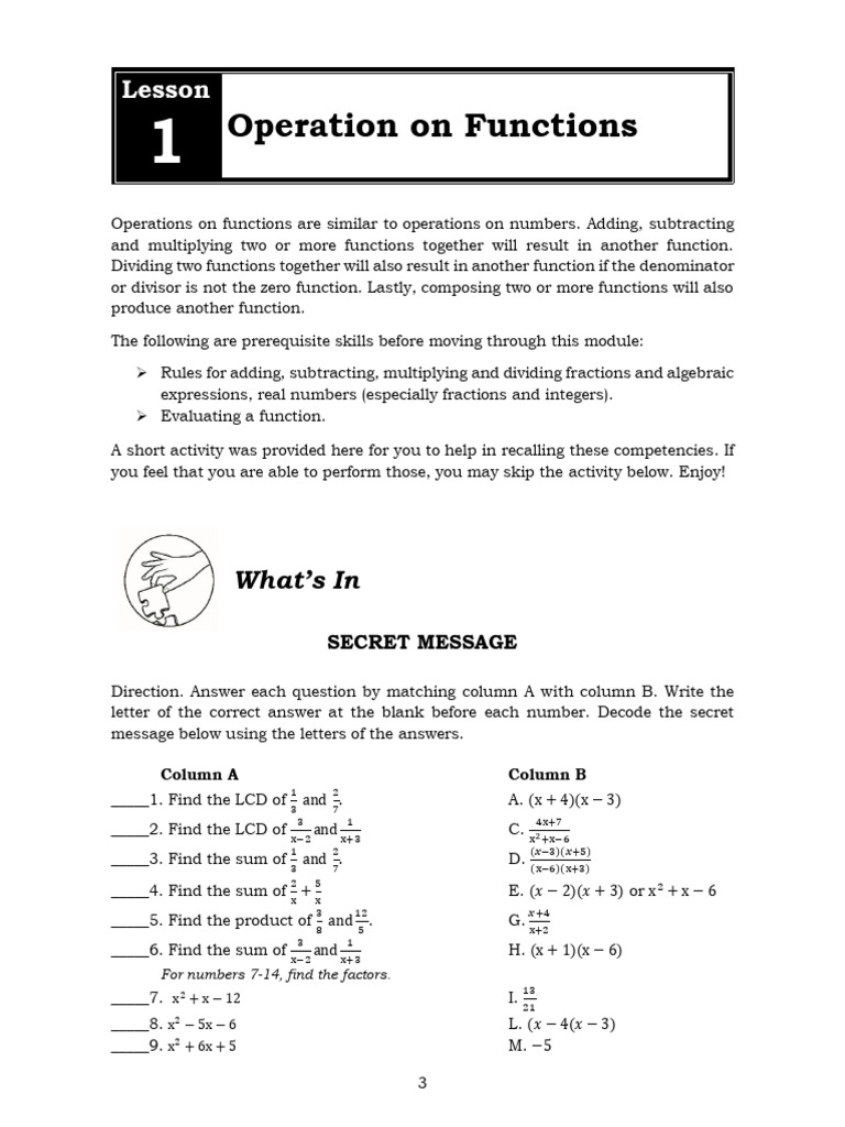 Gen math11 q1 module3 operations on functions pdf function