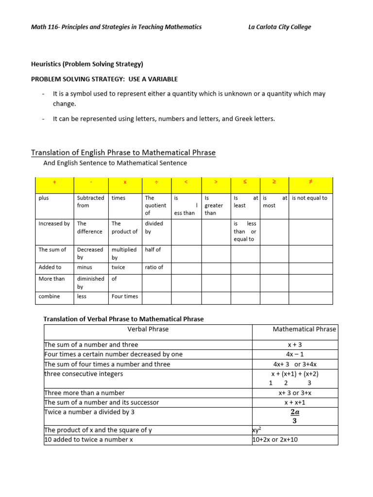 Use A Variable | PDF | Numbers | Mathematics