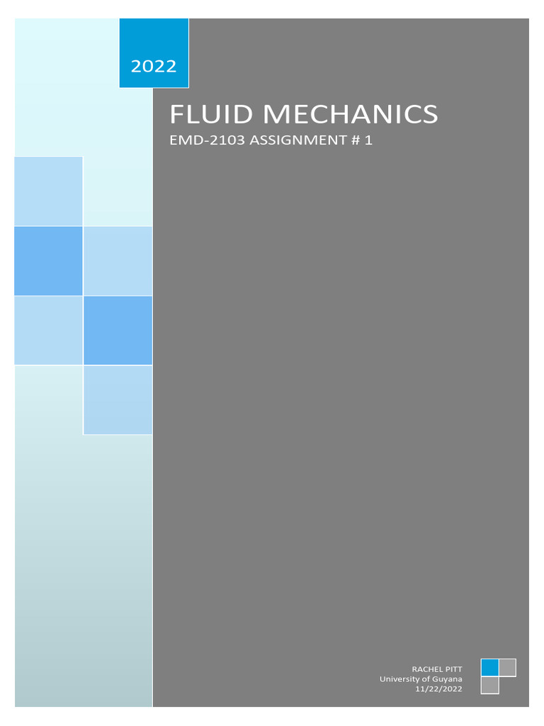 Fluid Mechanics Assignment EMD-2103 | PDF