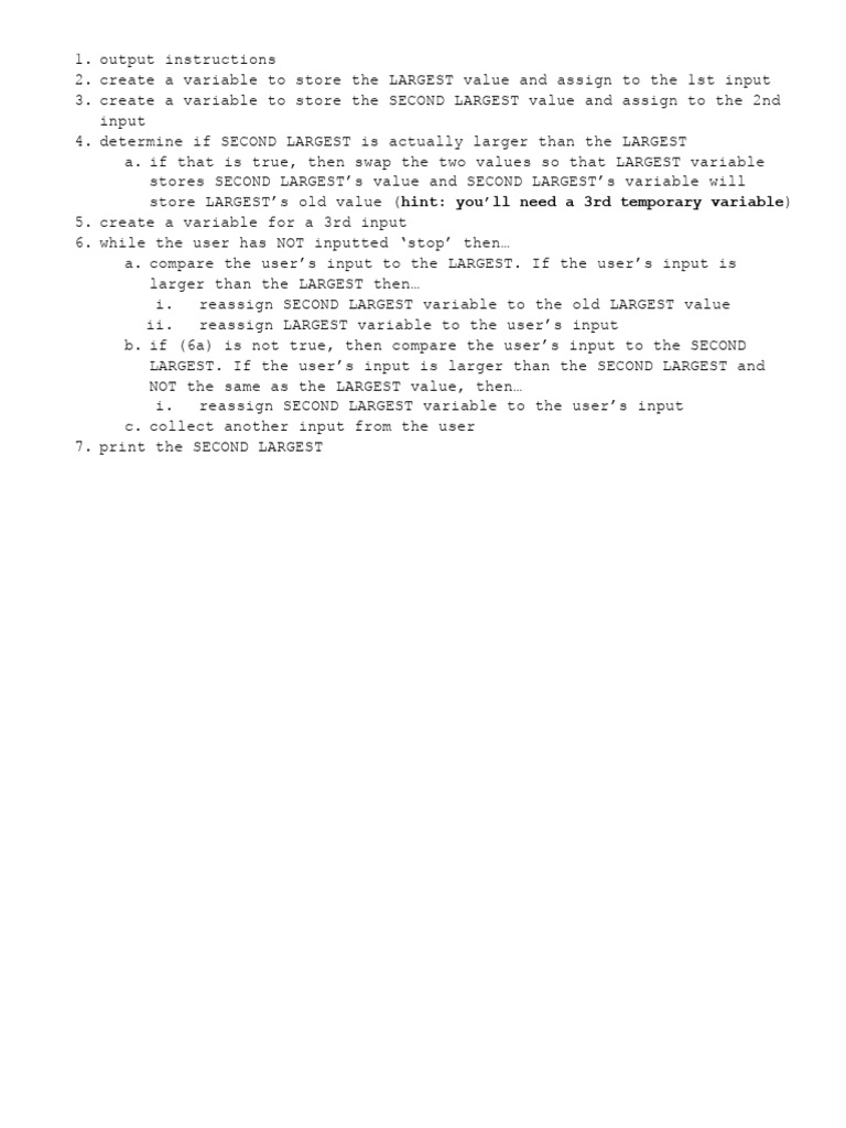 Second Largest While Loops Guide Comp Sci | PDF image.
