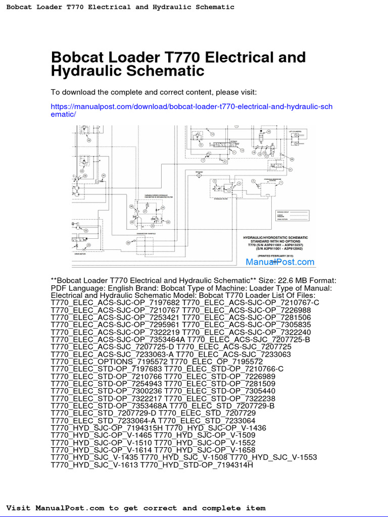 Bobcat Loader t770 Electrical and Hydraulic Schematic PDF Knights Templar Vault (Architecture)