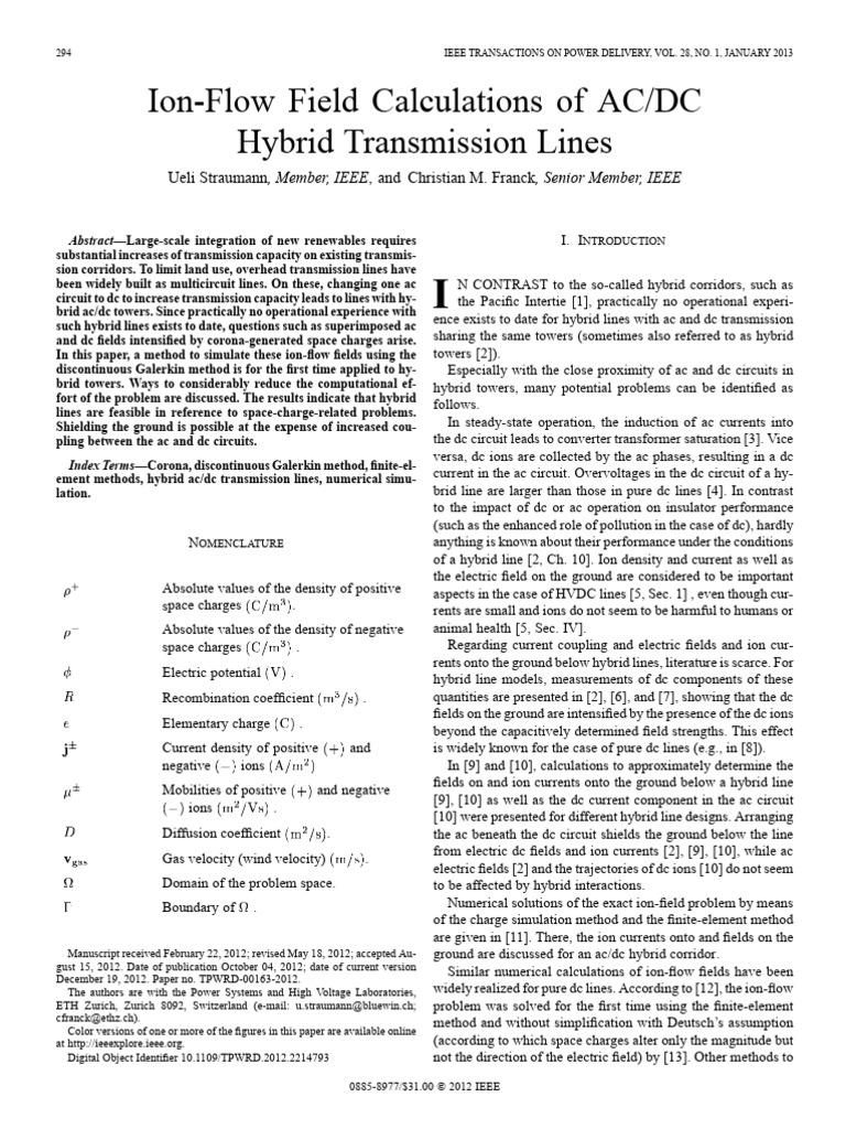 Ion-Flow Field Calculations of AC/DC Hybrid Transmission Lines | PDF ...