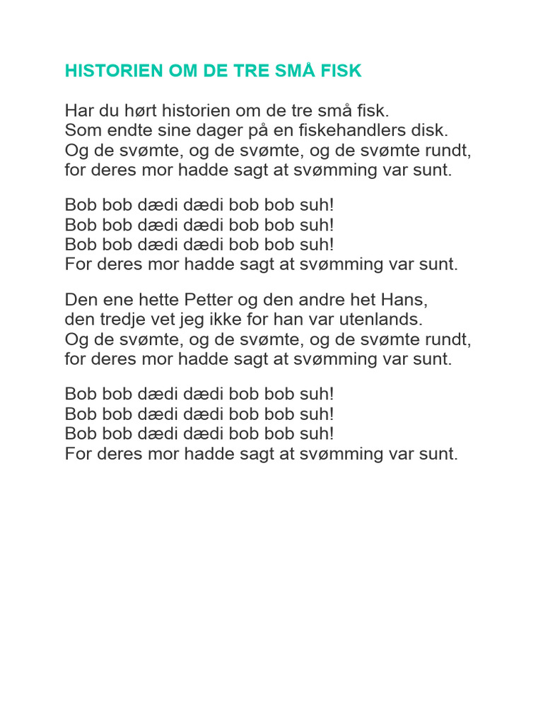 Historien Om de Tre Små Fisk | PDF