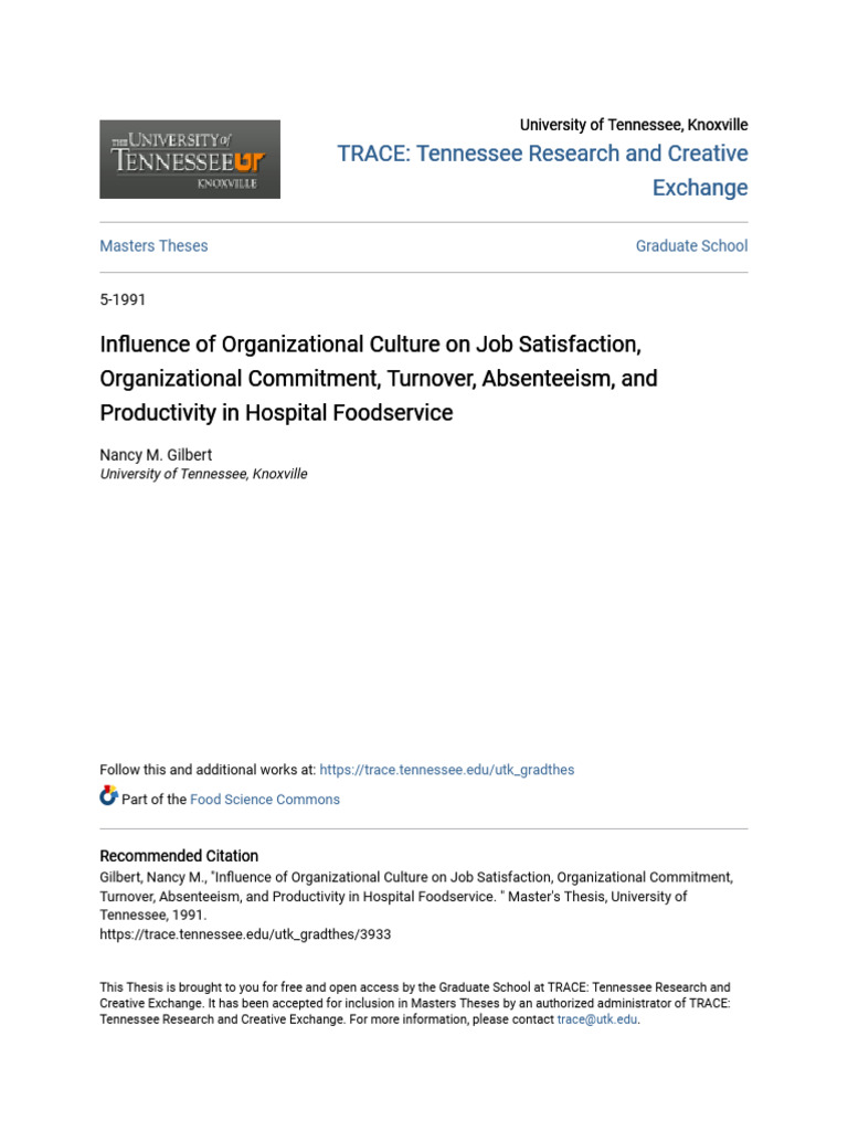 Impact of Culture on Hospital Foodservice | PDF | Job Satisfaction ...