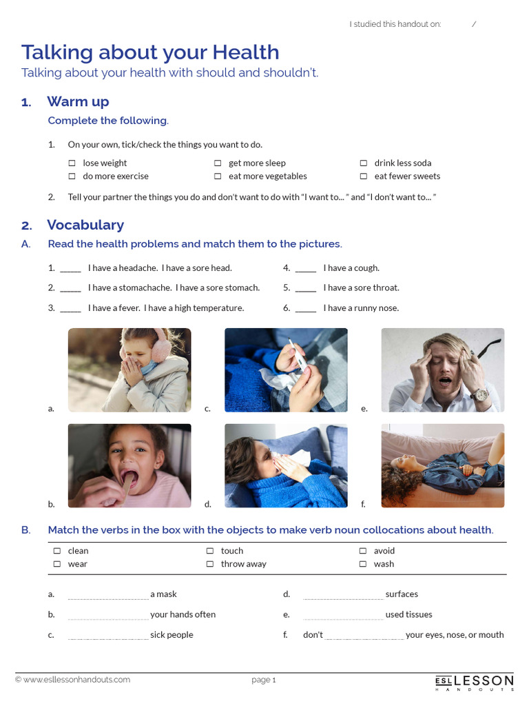 Talking About Your Health Student Download Free Pdf Verb Languages