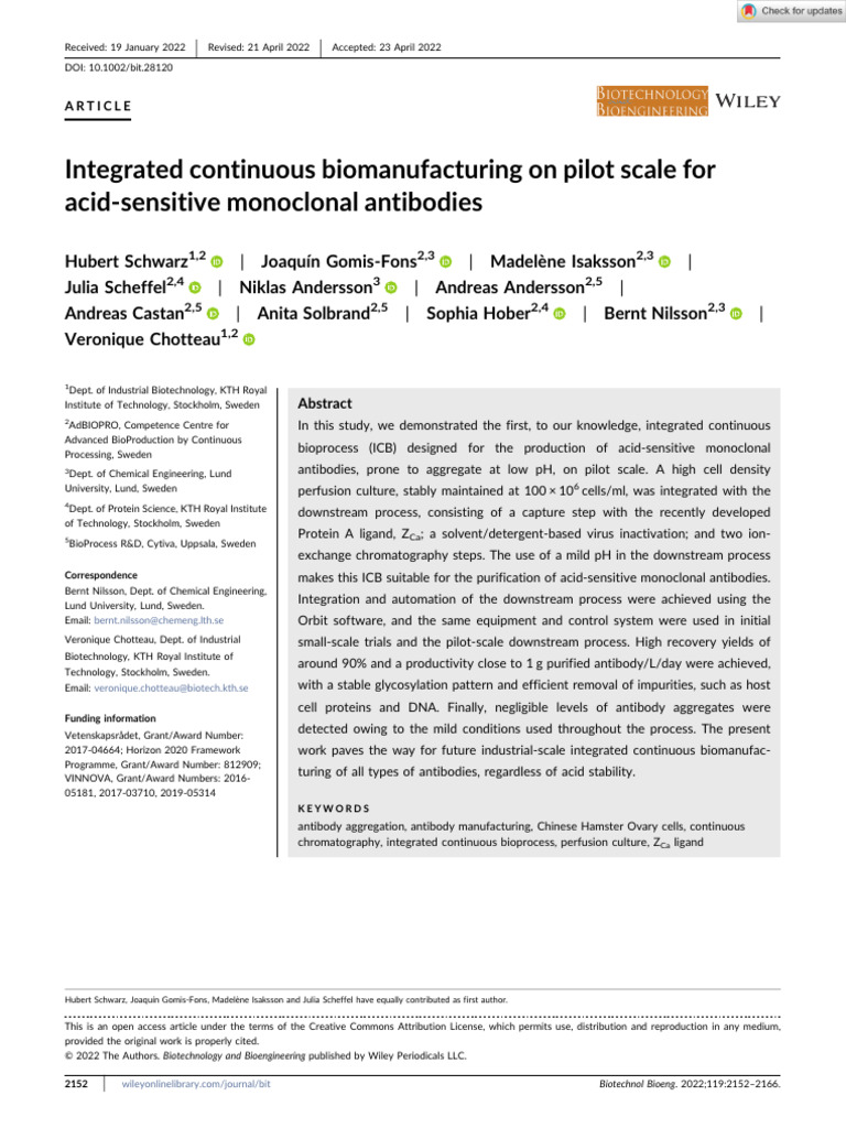 Pilot-Scale Biomanufacturing for Antibodies | PDF | Chromatography ...