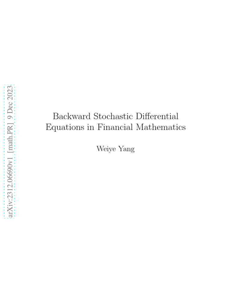 Financial BSDEs Explained | PDF | Stochastic Differential Equation ...