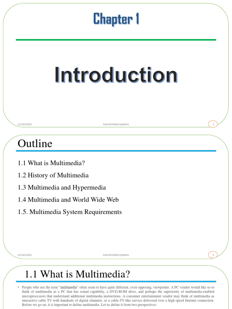 2015 Chapter 1 Multimedia Systems PDF Multimedia Touchscreen