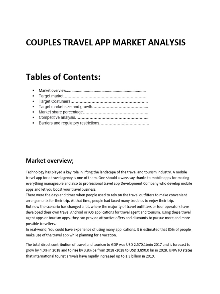 Complete market analysis for couple travel app download free pdf