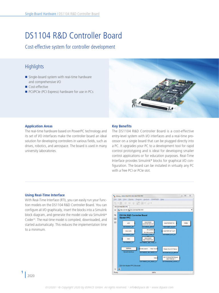 dSPACEDS1104 ProductInformation 202001 EN Download Free PDF