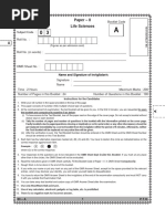 JKSET Previous Year Question Paper Life Sciences