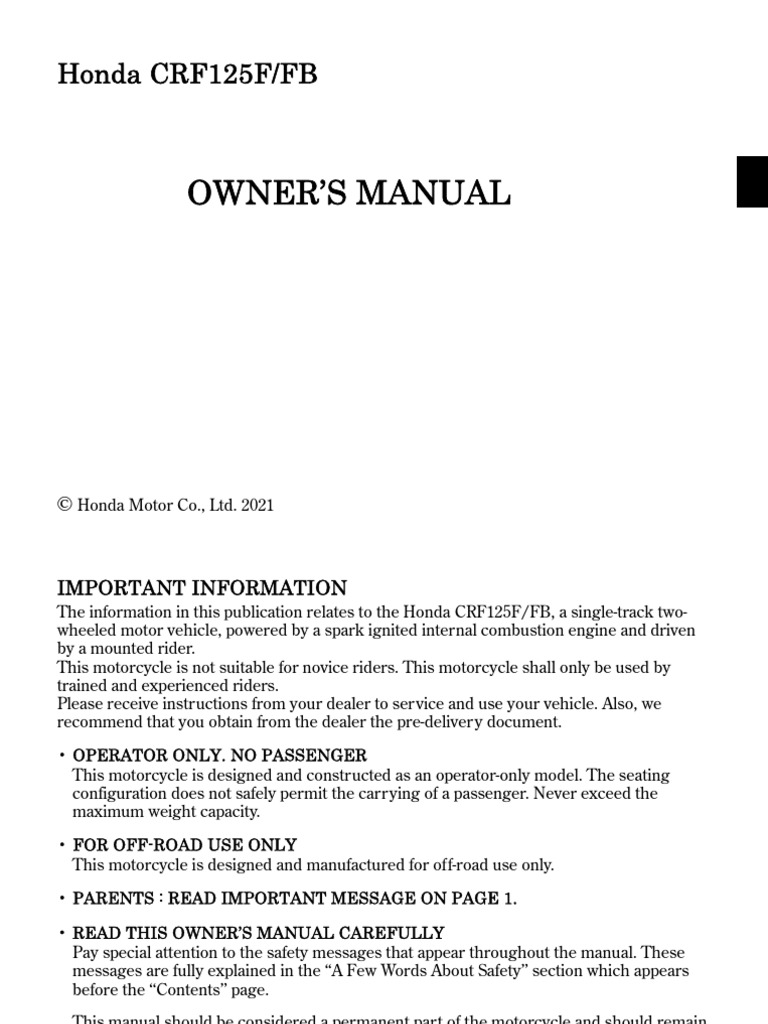 HONDA CRF125F SERVICE MANUAL PDF visual data 6