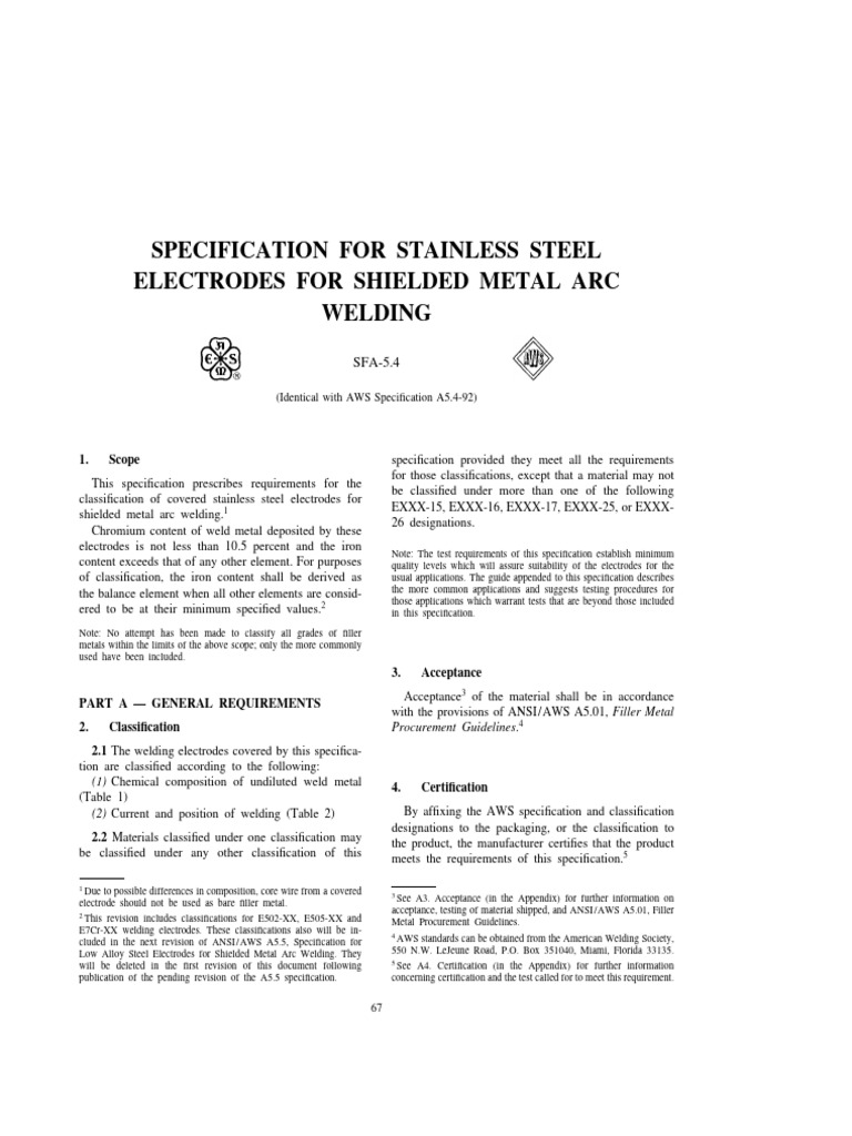 sfa5.4 PDF Construction Welding