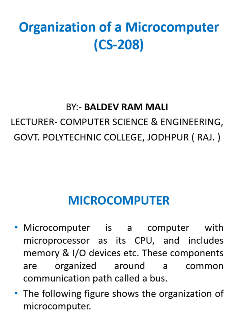 CS 208-1-3 Organization of a Microcomputer by Baldev Ram Mali Converted ...