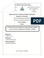 Suivi Du Procède de Dessalement Et Qualité Physico-Chimique de L Eau de Mer Dessalee Par La Station de Tenes