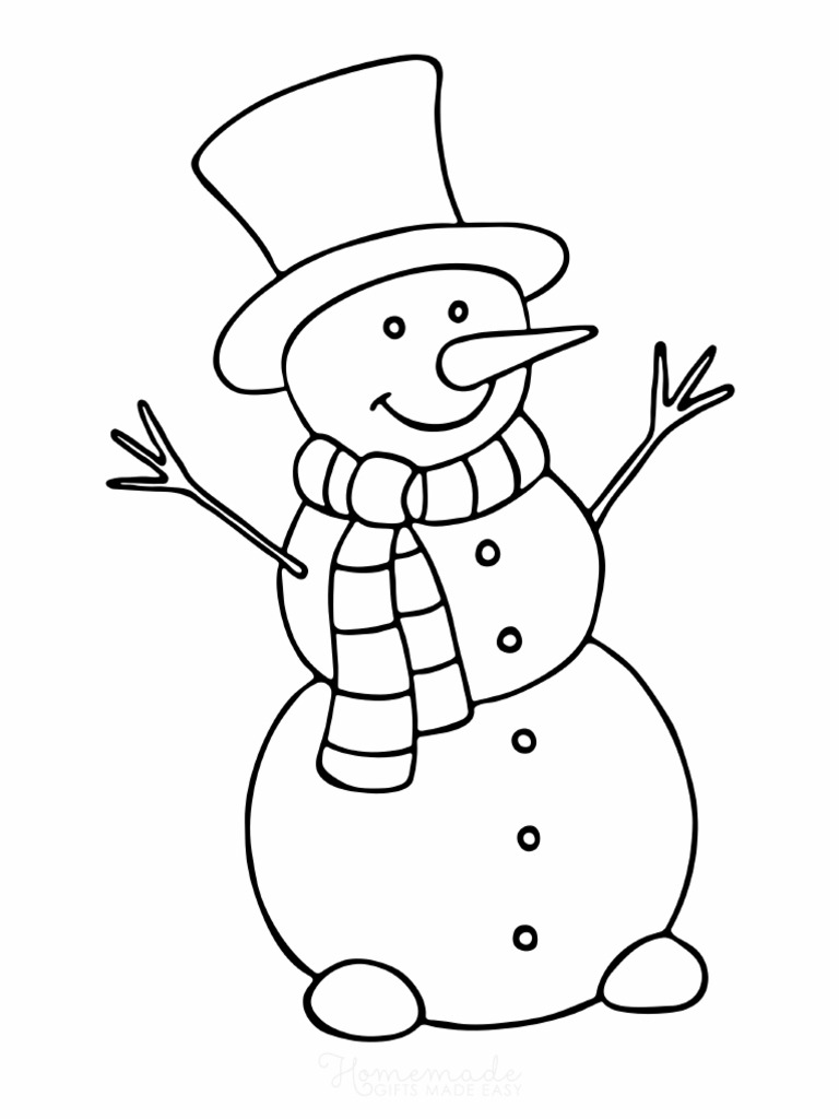 Christmas Coloring Pages Cute Snowman With Scarf PDF