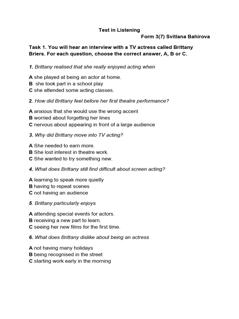 Test in Listening 7 | PDF