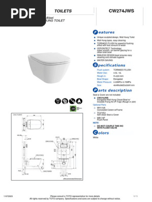 Modern Wall Hung Toilet Features | PDF | Sanitation | Plumbing