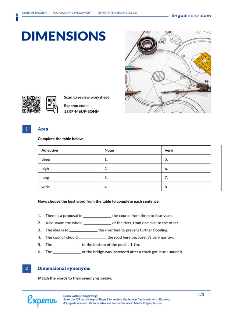 Dimensional Vocabulary for English Learners | PDF | Length | Linguistics